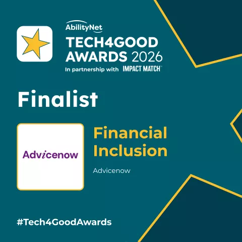 Image confirming Advicenow are a finalist in the Finacial Inclusion award